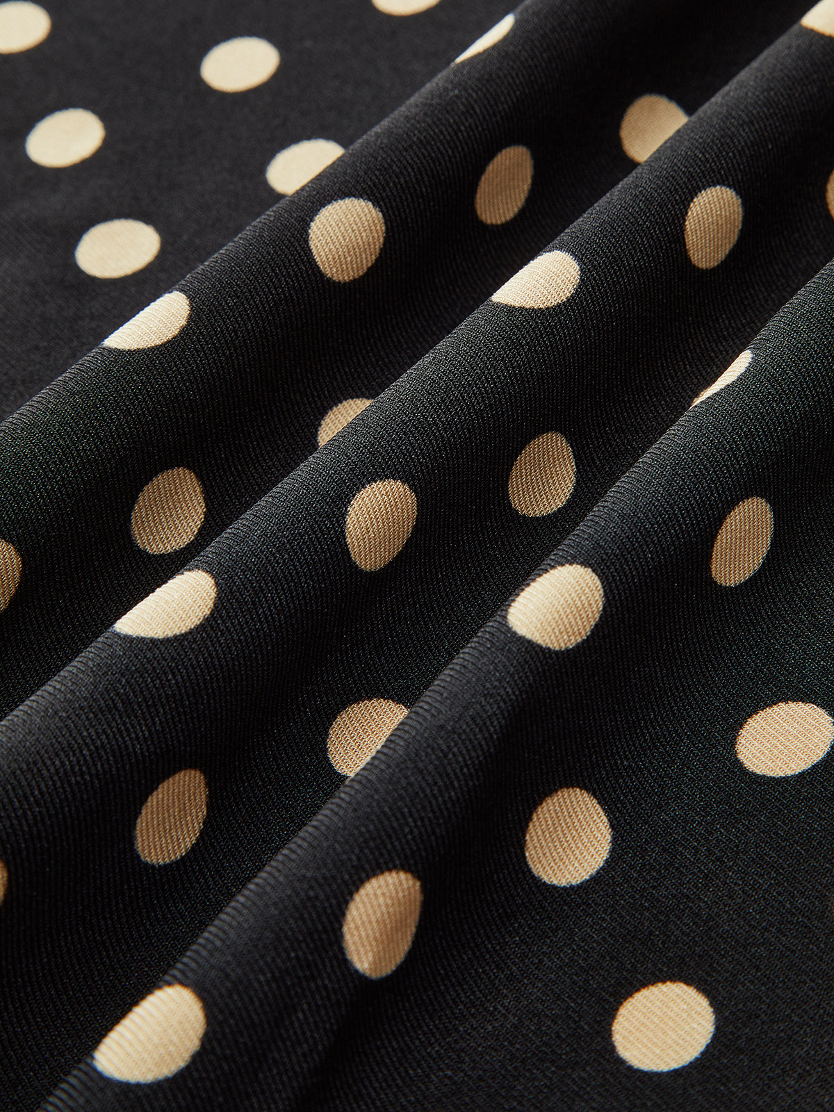 Polka Dot Shirt Collar Belted Long Sleeve Dress-Chicvia