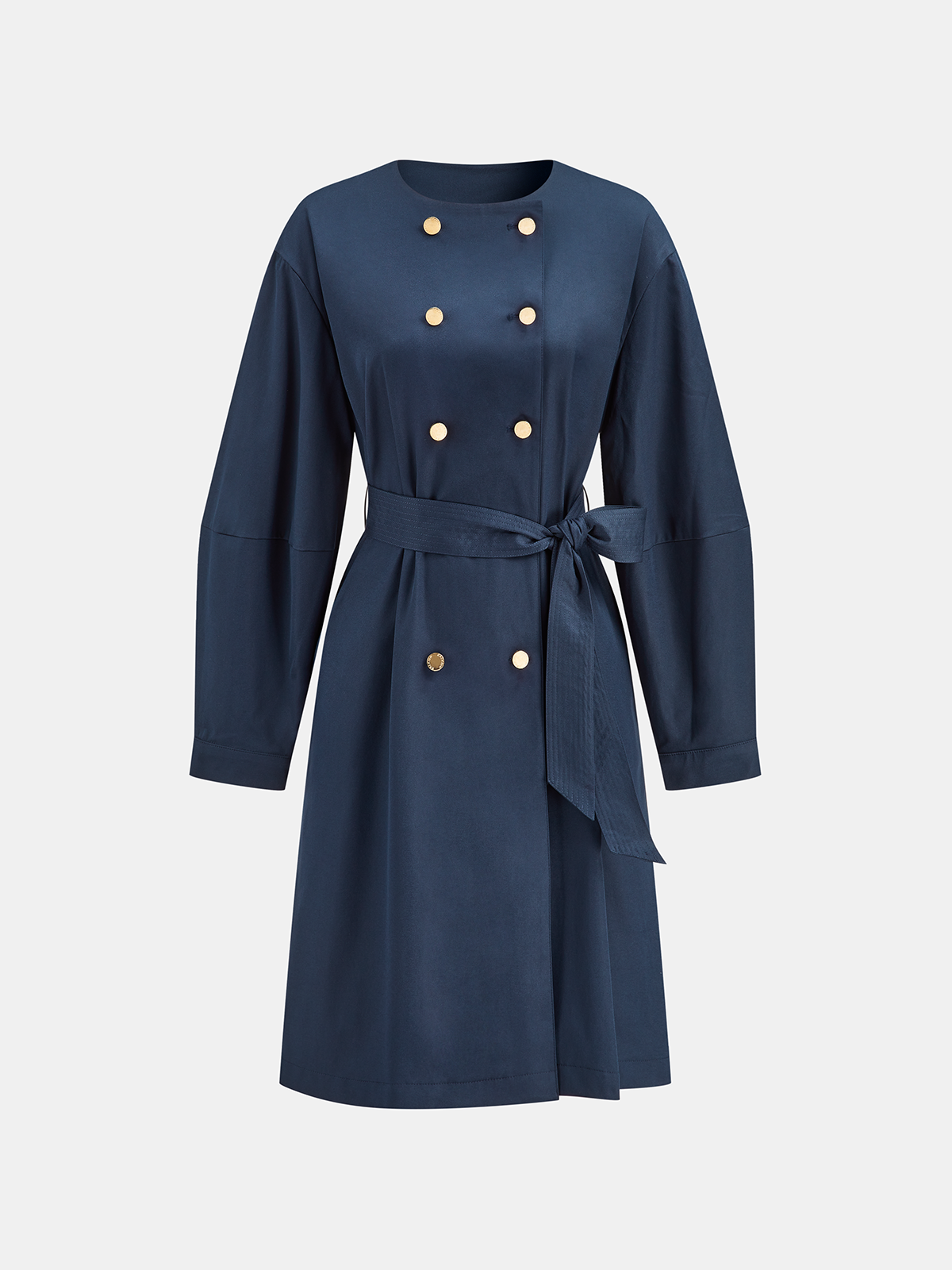 Double Breasted Belted Trench Coat-Chicvia
