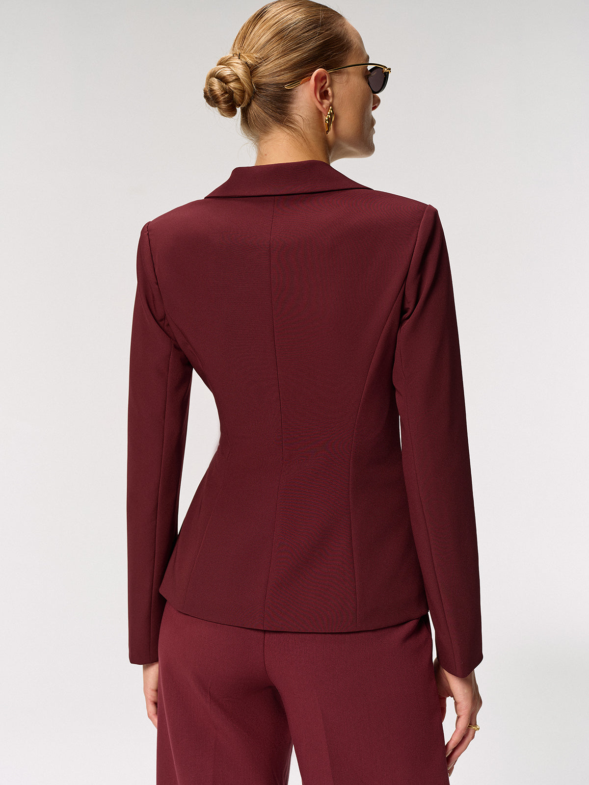 Metal Buckle Asymmetric Blazer-Chicvia