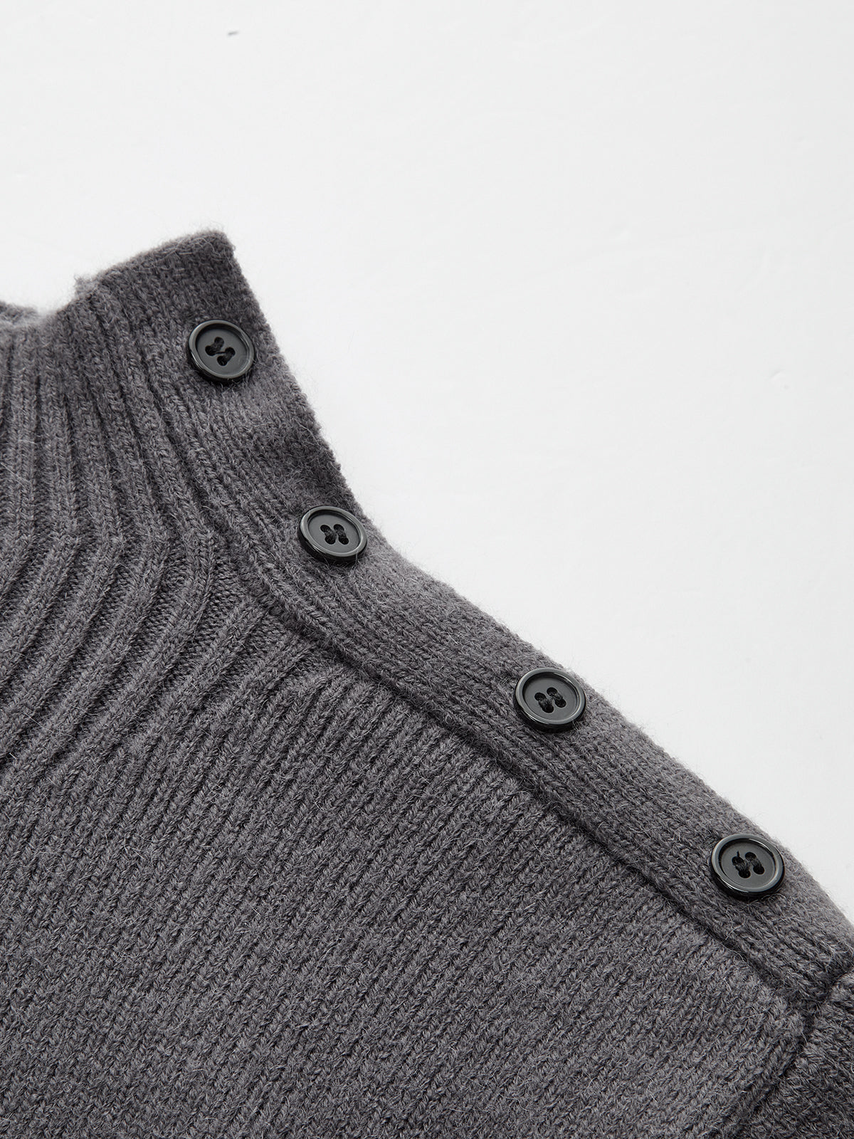 Leg-Of-Mutton Sleeve Button Detail Sweater-Chicvia