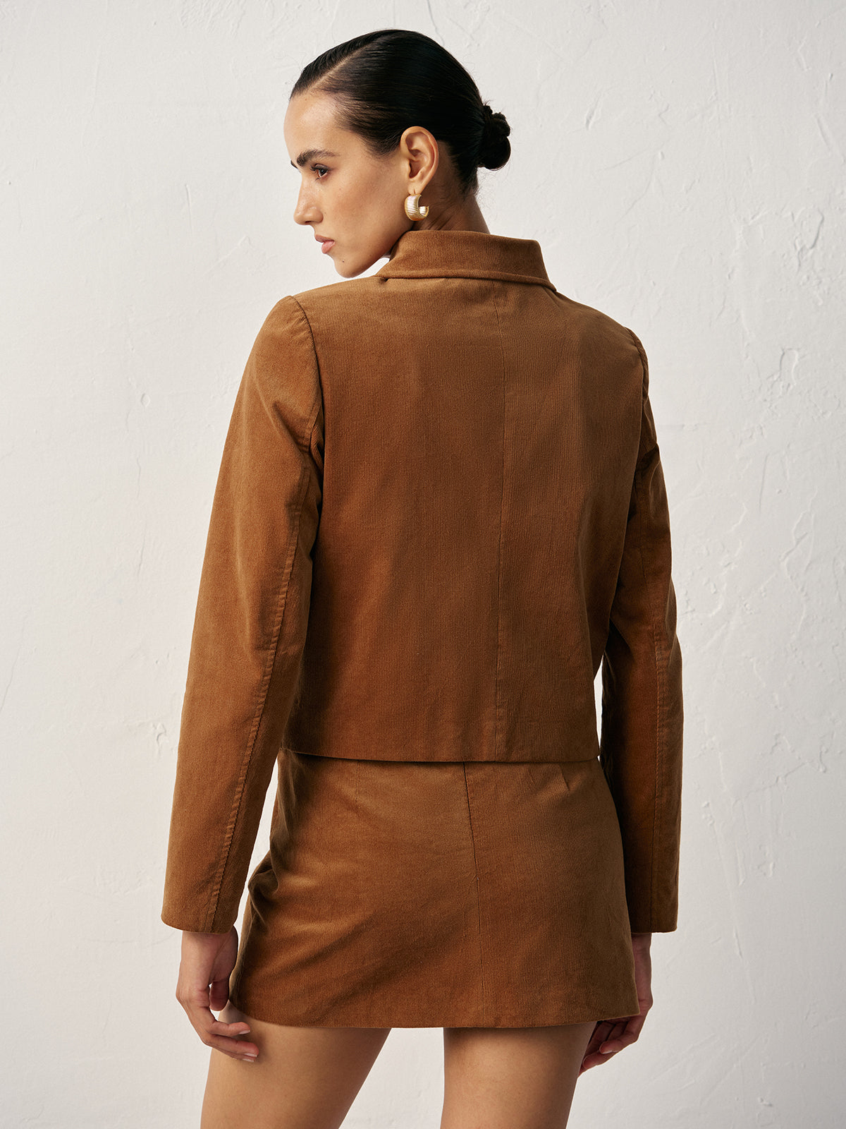 Corduroy Pocket Collared Jacket-Chicvia