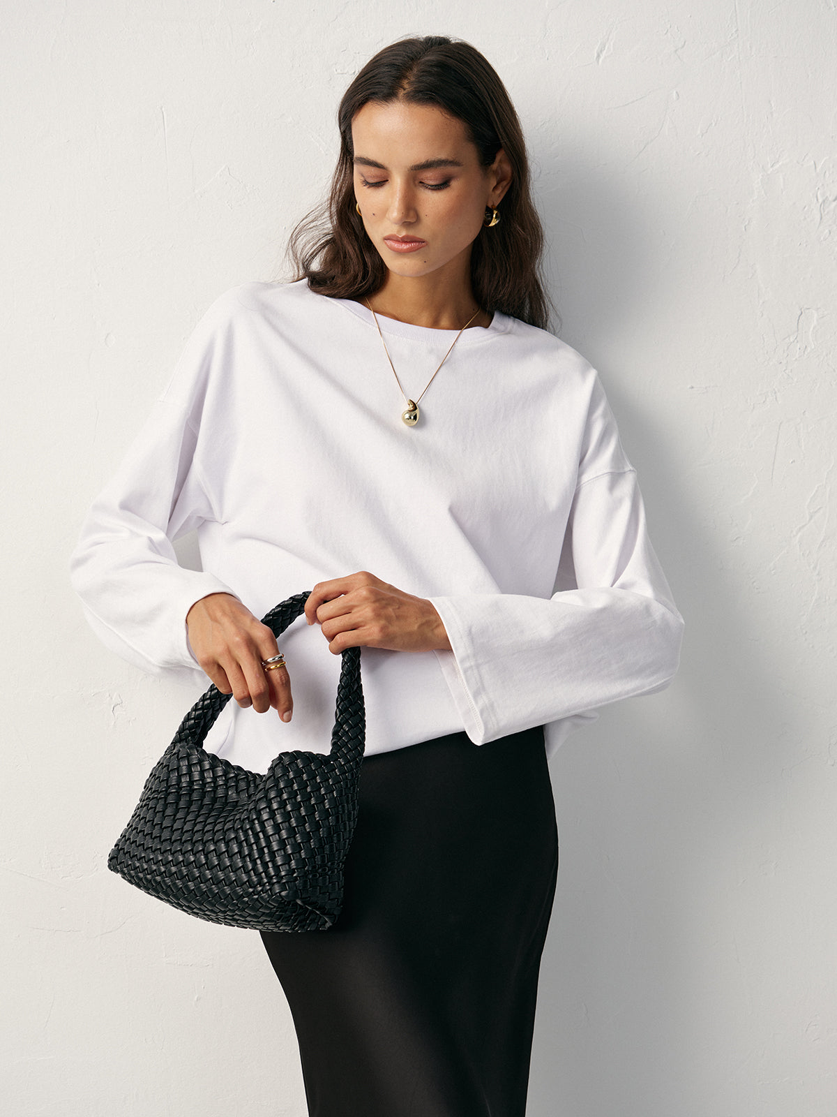 Long Sleeve Cotton T-Shirt-Chicvia