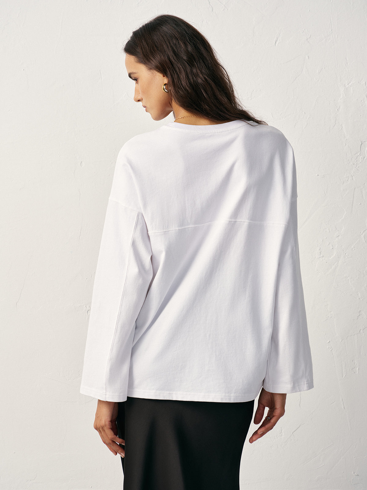 Long Sleeve Cotton T-Shirt-Chicvia