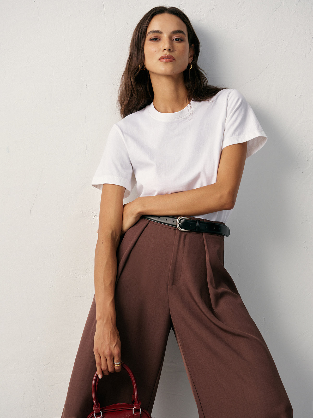 Cotton Crew Neck T-Shirt-Chicvia