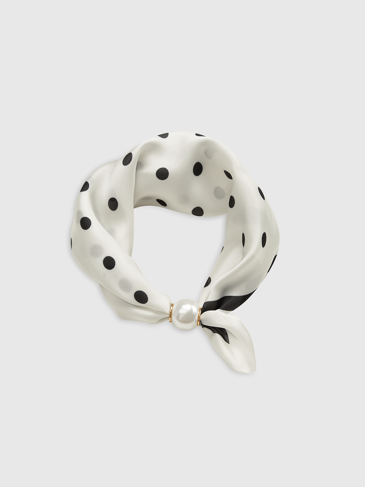 Polka Dot Neck Scarf with Pearl Magnetic Closure-Chicvia
