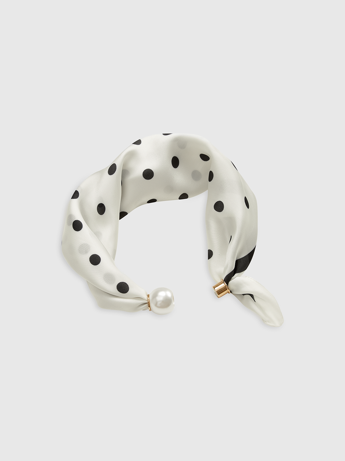 Polka Dot Neck Scarf with Pearl Magnetic Closure-Chicvia
