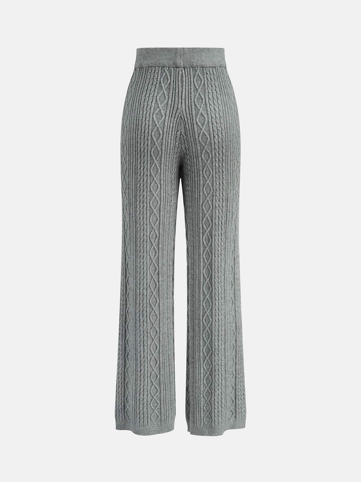 Cable Knit Mid-Waist Drawstring Pants-Chicvia