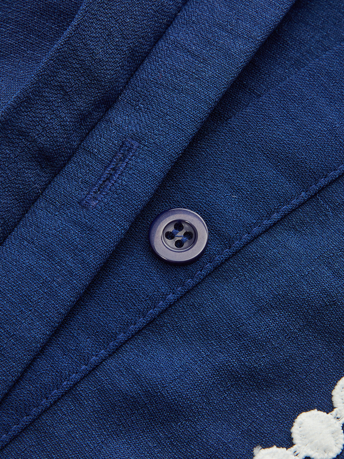 Contrast Lace-Trimmed Belted Shirt Dress-Chicvia