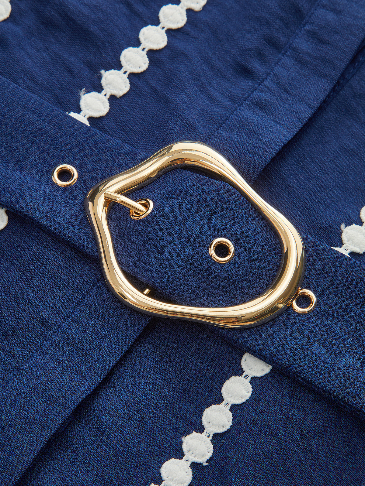 Contrast Lace-Trimmed Belted Shirt Dress-Chicvia