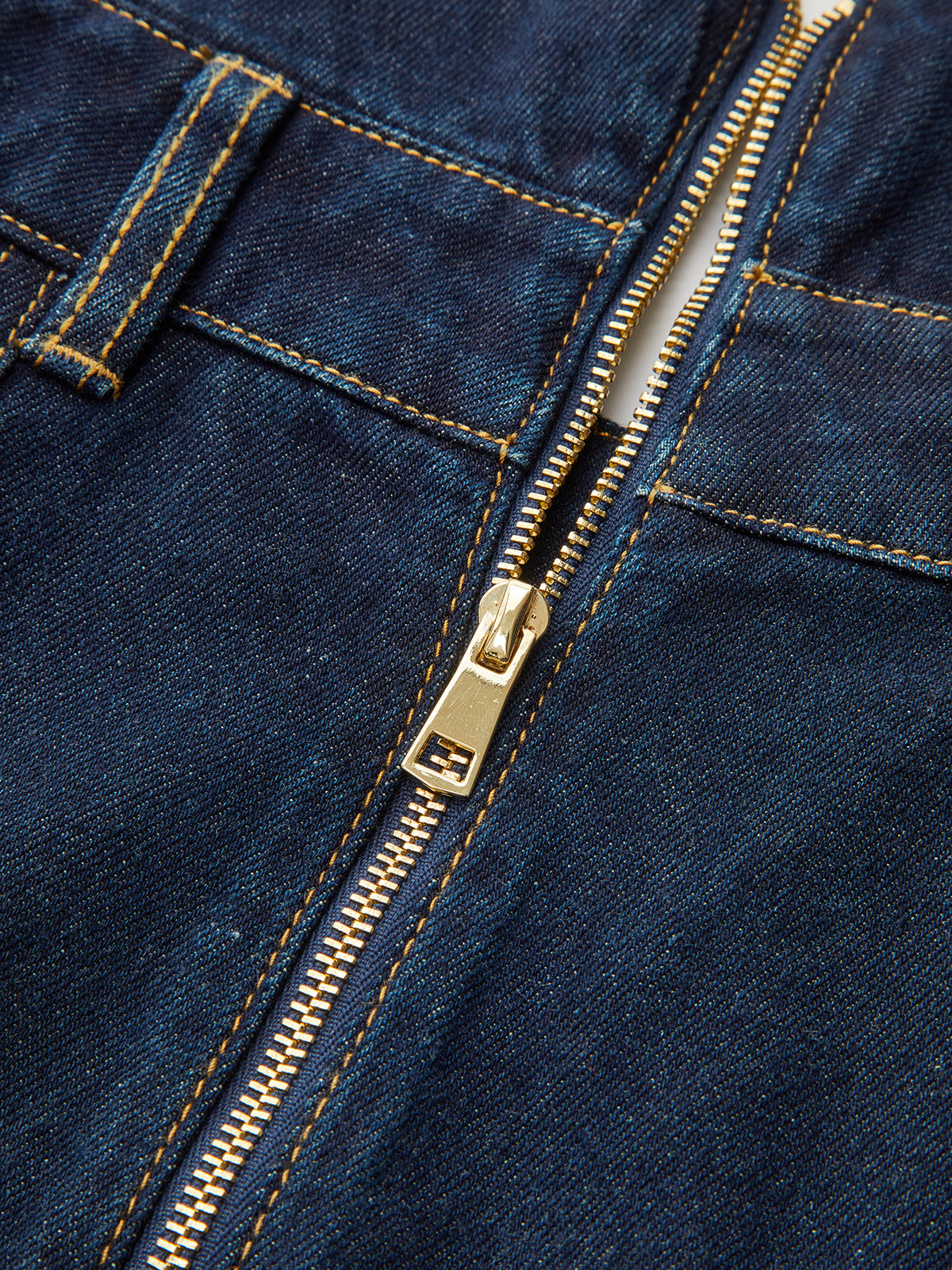 Denim High-Waist Flared Skirt-Chicvia