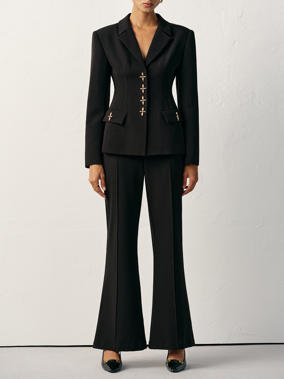 Mid-Waist Flared Pants-Chicvia