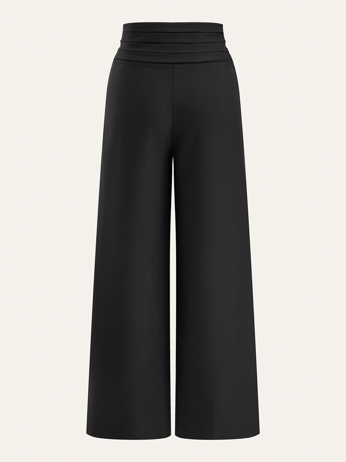 High-Waist Pleated-Waistband Wide-Leg Pants-Chicvia