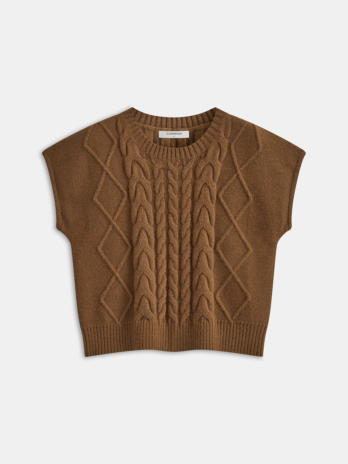 Cable Knit Sleeveless Sweater Vest-Chicvia