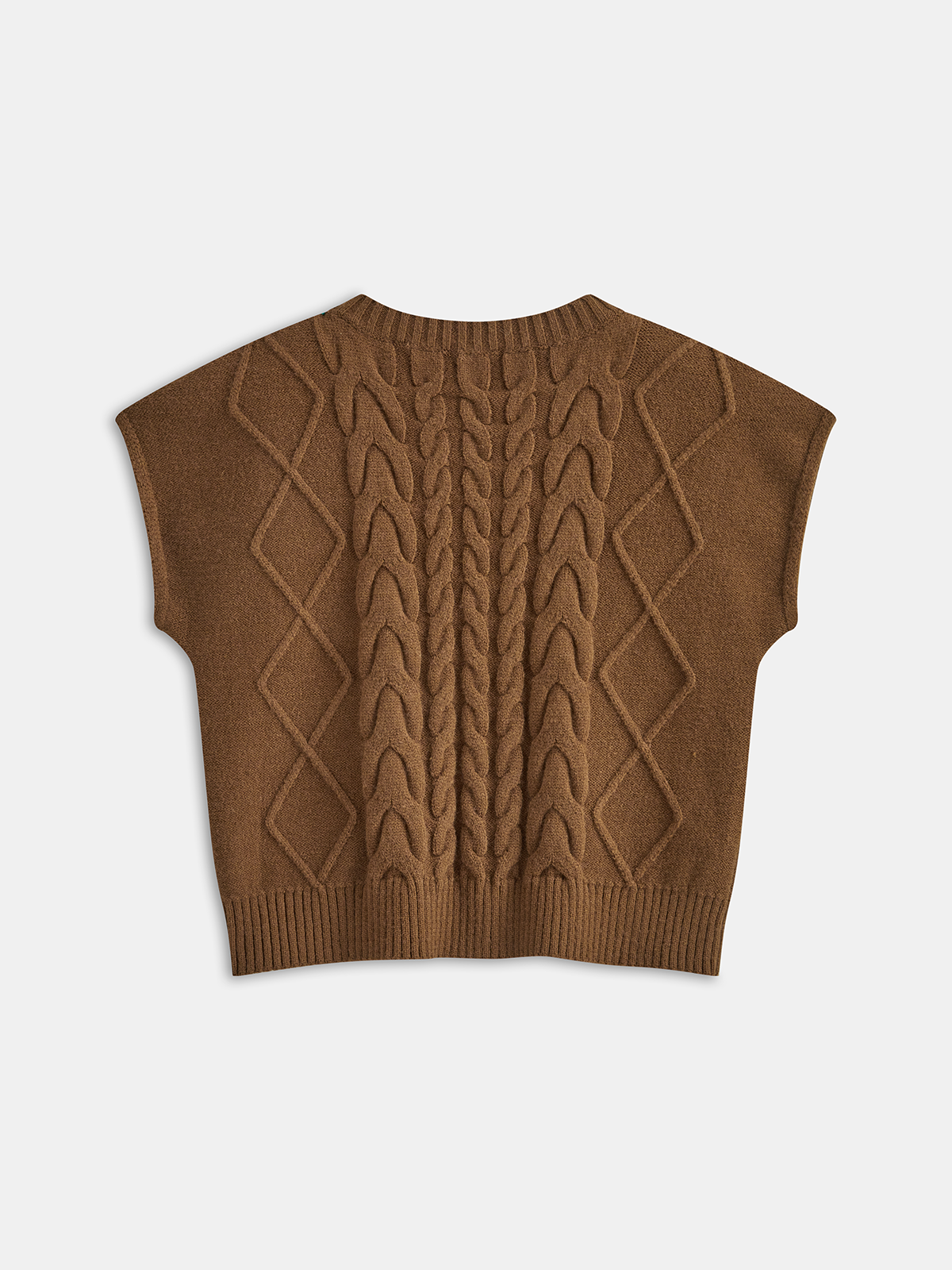 Cable Knit Sleeveless Sweater Vest-Chicvia