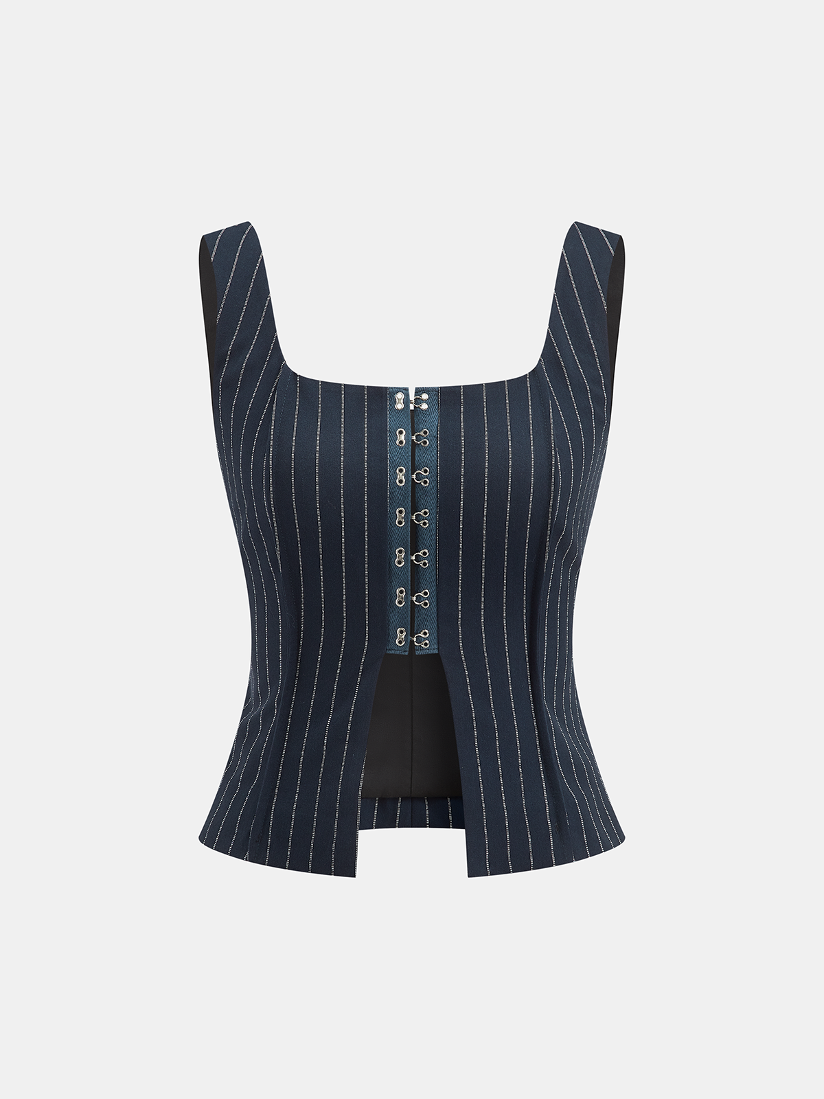 Hook-Eye Striped Top and Skirt Set-Chicvia