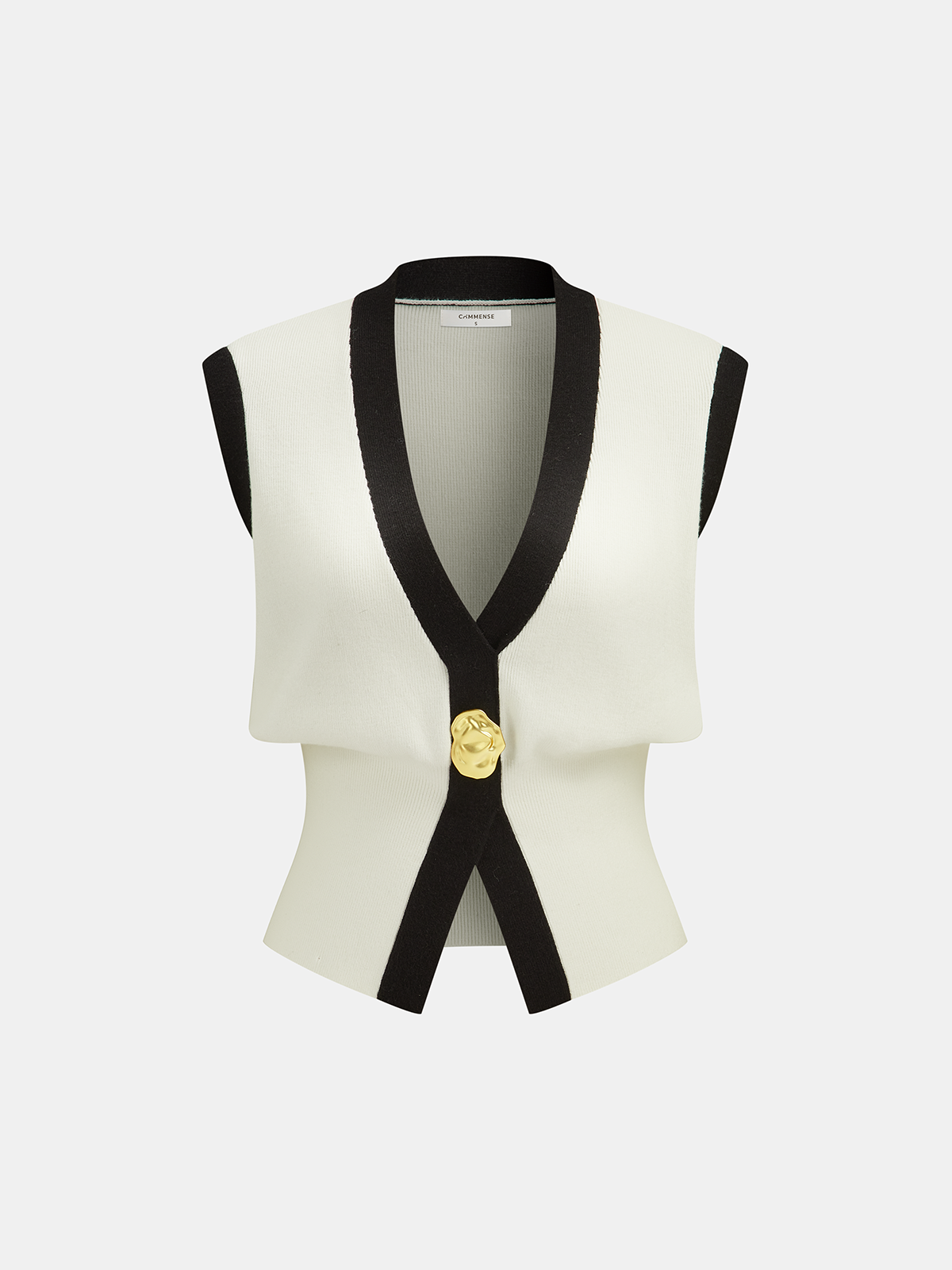 Contrast Trim Knit Vest and Midi Skirt Set-Chicvia