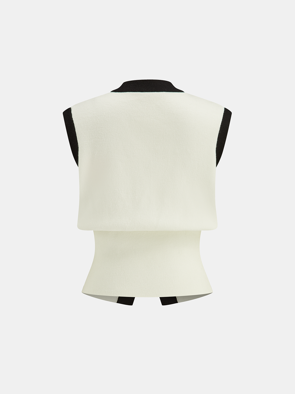 Contrast Trim Knit Vest and Midi Skirt Set-Chicvia