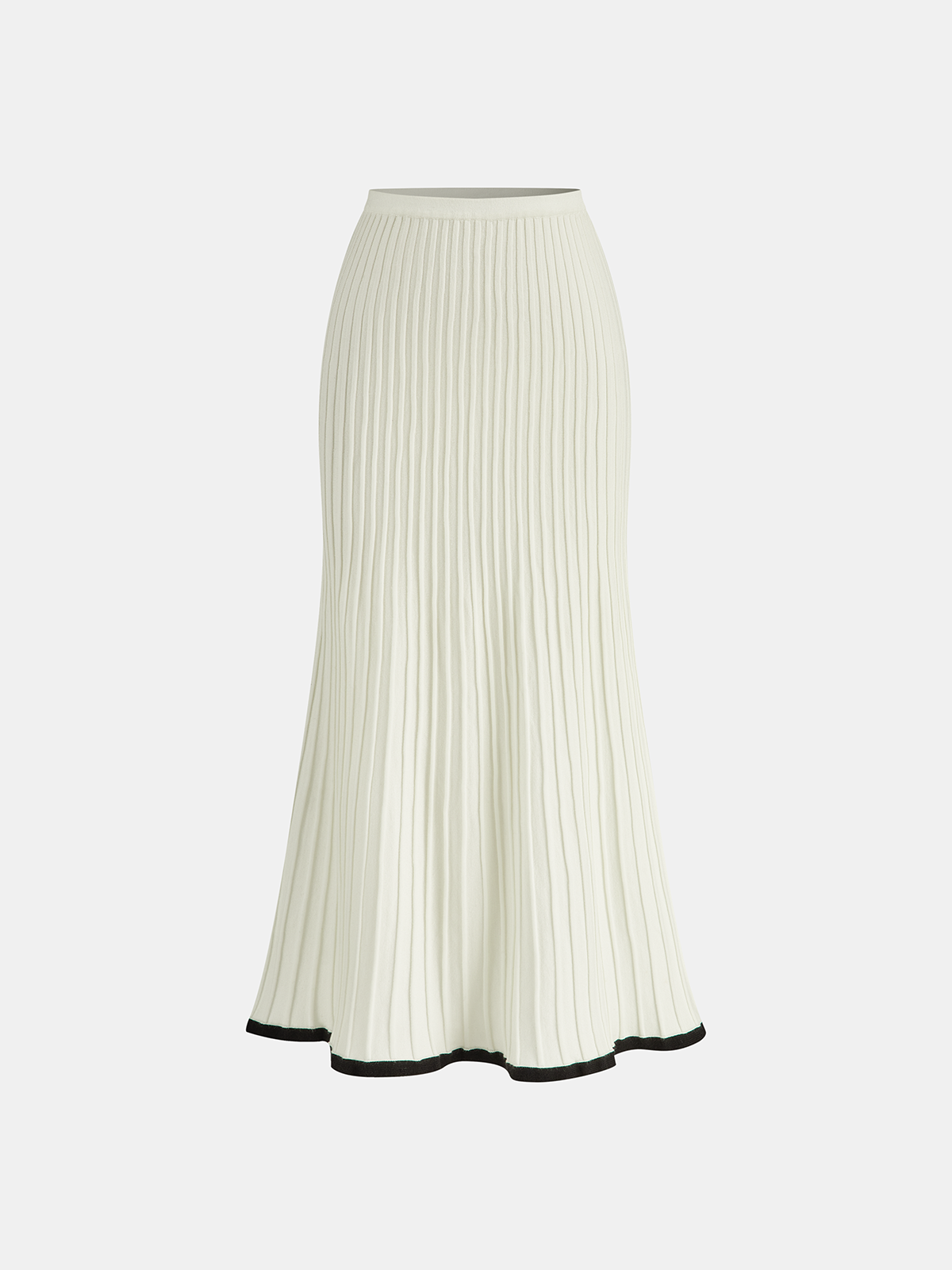 Contrast Trim Knit Vest and Midi Skirt Set-Chicvia