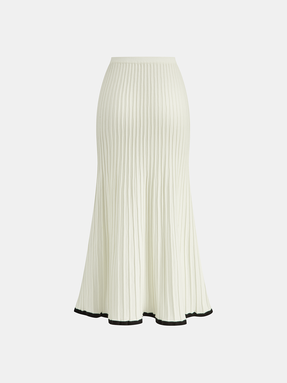 Contrast Trim Knit Vest and Midi Skirt Set-Chicvia