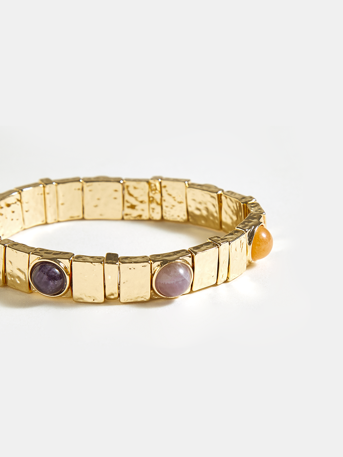 Colorful Gemstone Elastic Golden Bracelet-Chicvia
