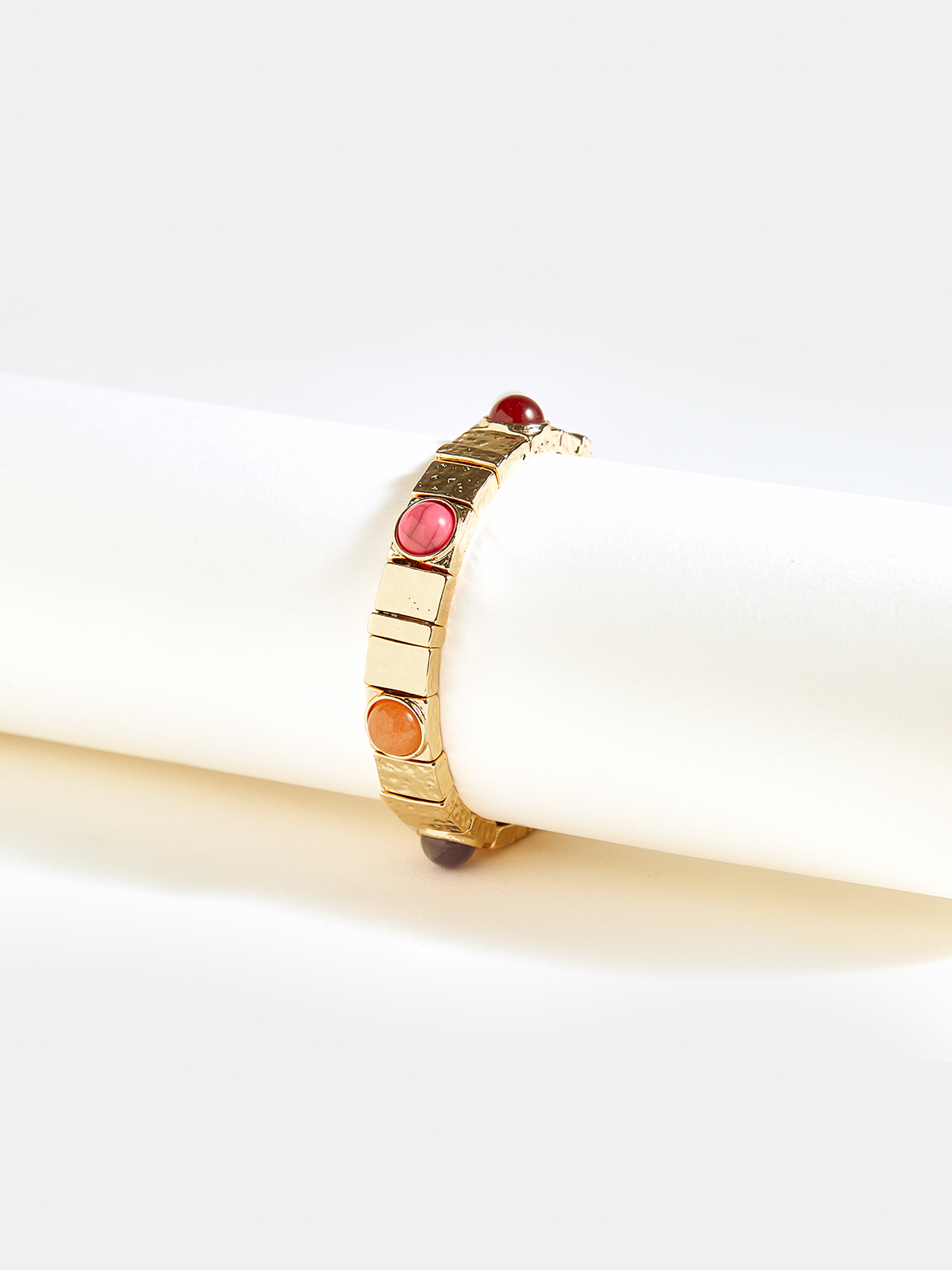 Colorful Gemstone Elastic Golden Bracelet-Chicvia