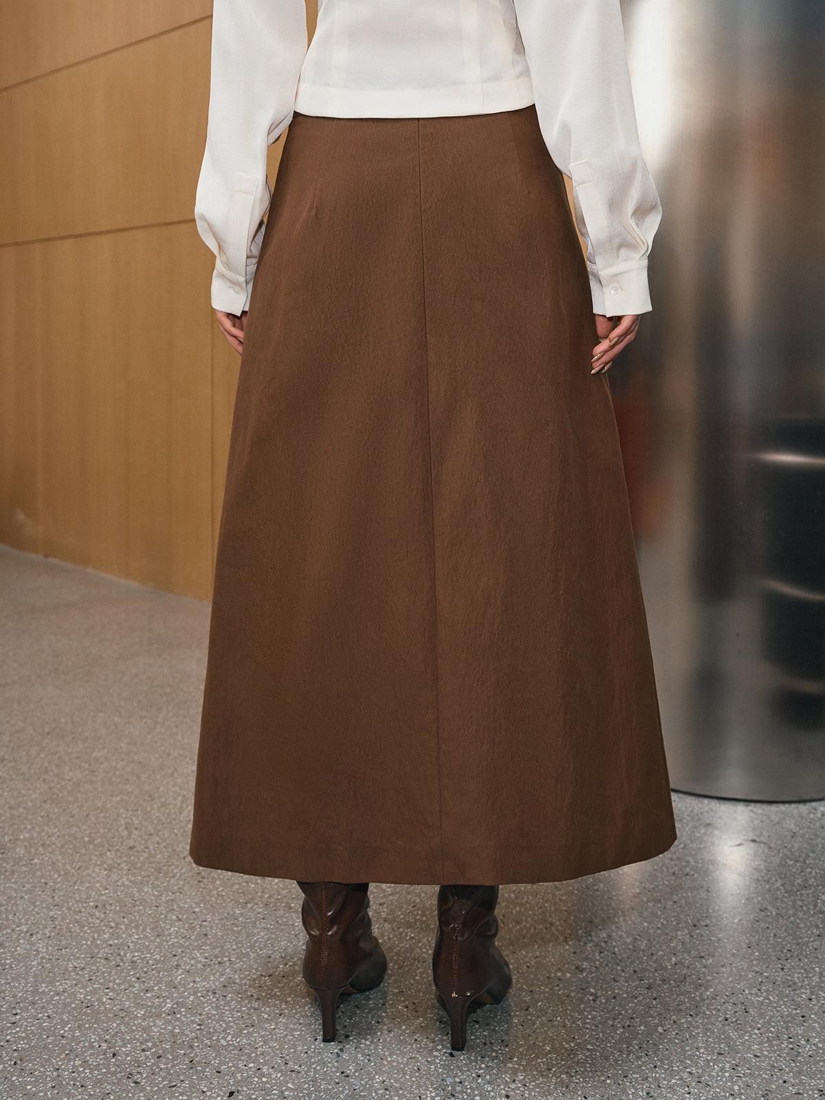 Double Breasted Maxi Skirt-Chicvia