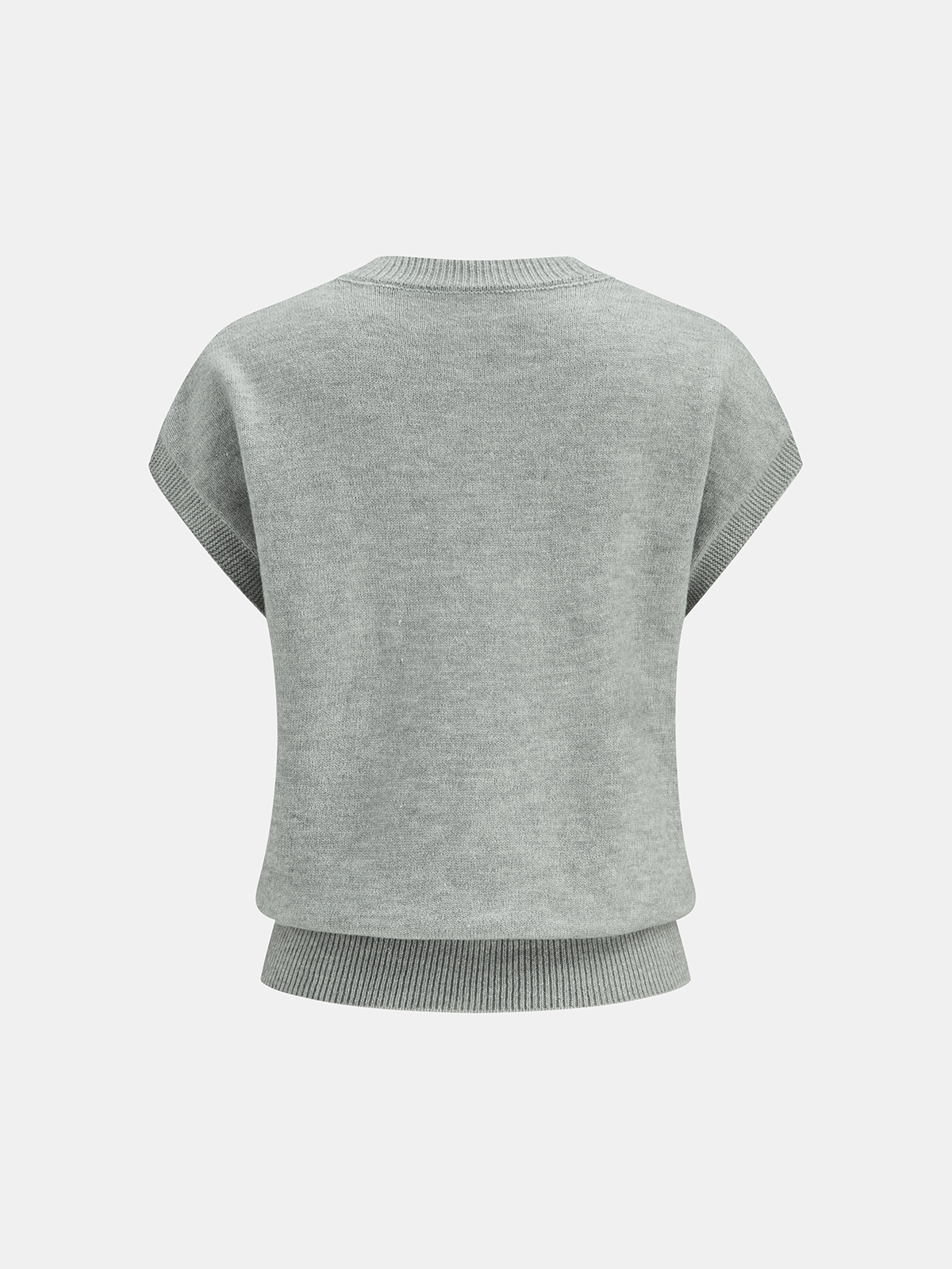 Floral Applique Cap Sleeve Sweater Vest-Chicvia