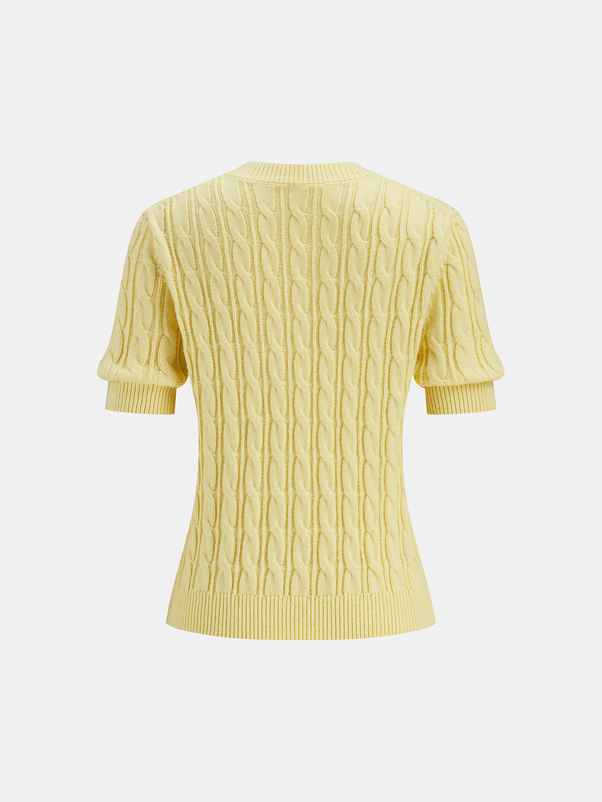 Cable Knit Short Sleeve Sweater-Chicvia
