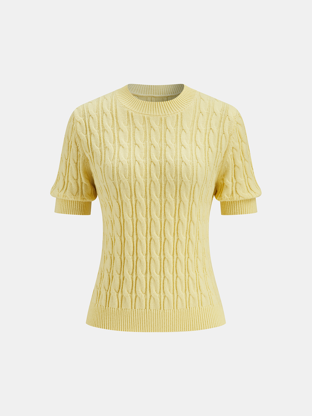 Cable Knit Short Sleeve Sweater-Chicvia