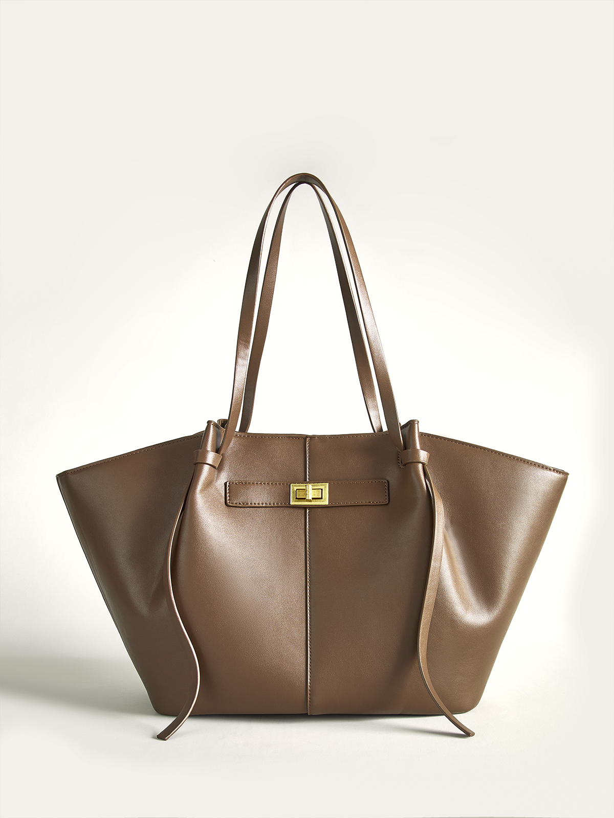 Oversized PU Leather Tote Bag-Chicvia