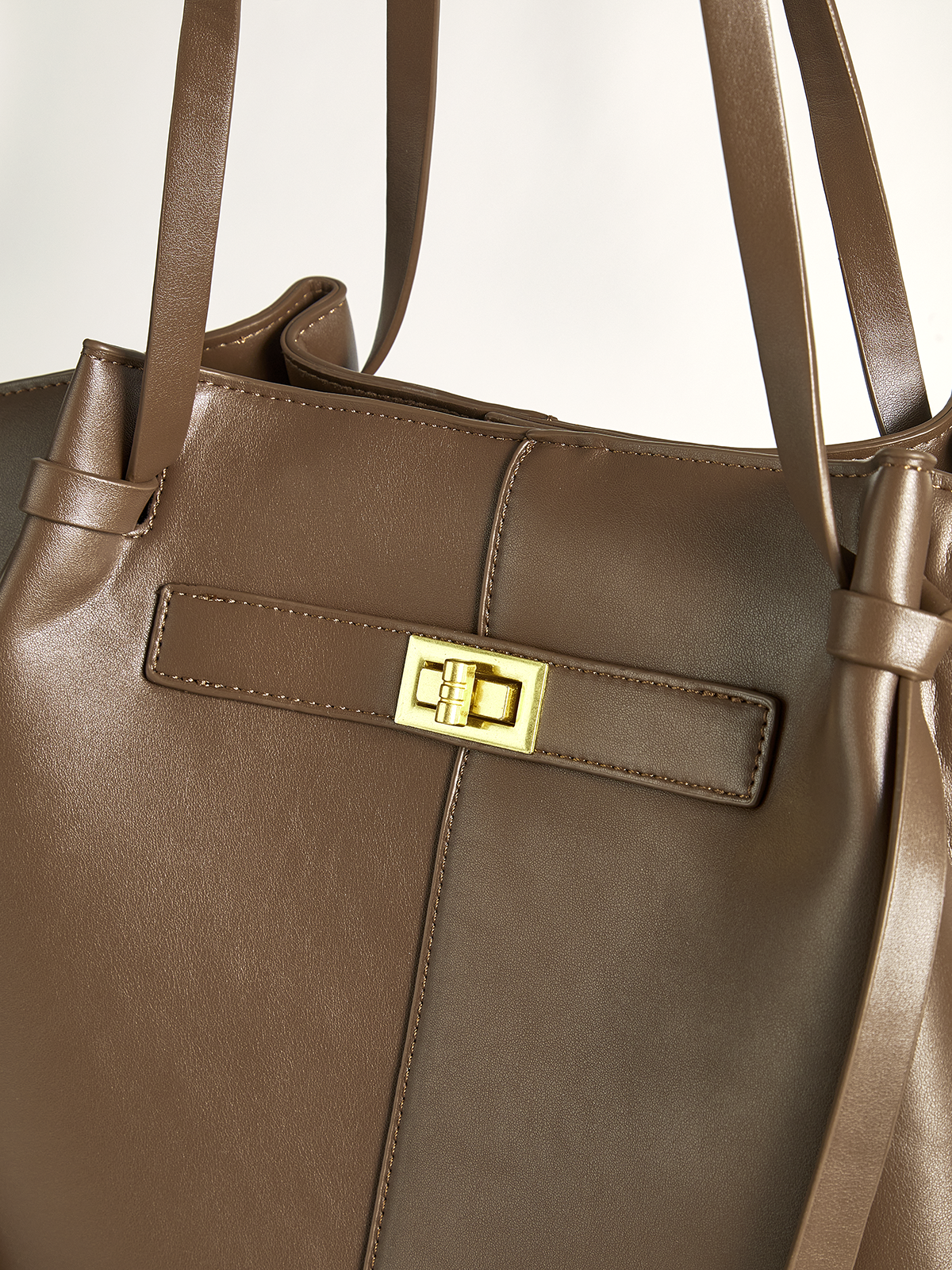 Oversized PU Leather Tote Bag-Chicvia