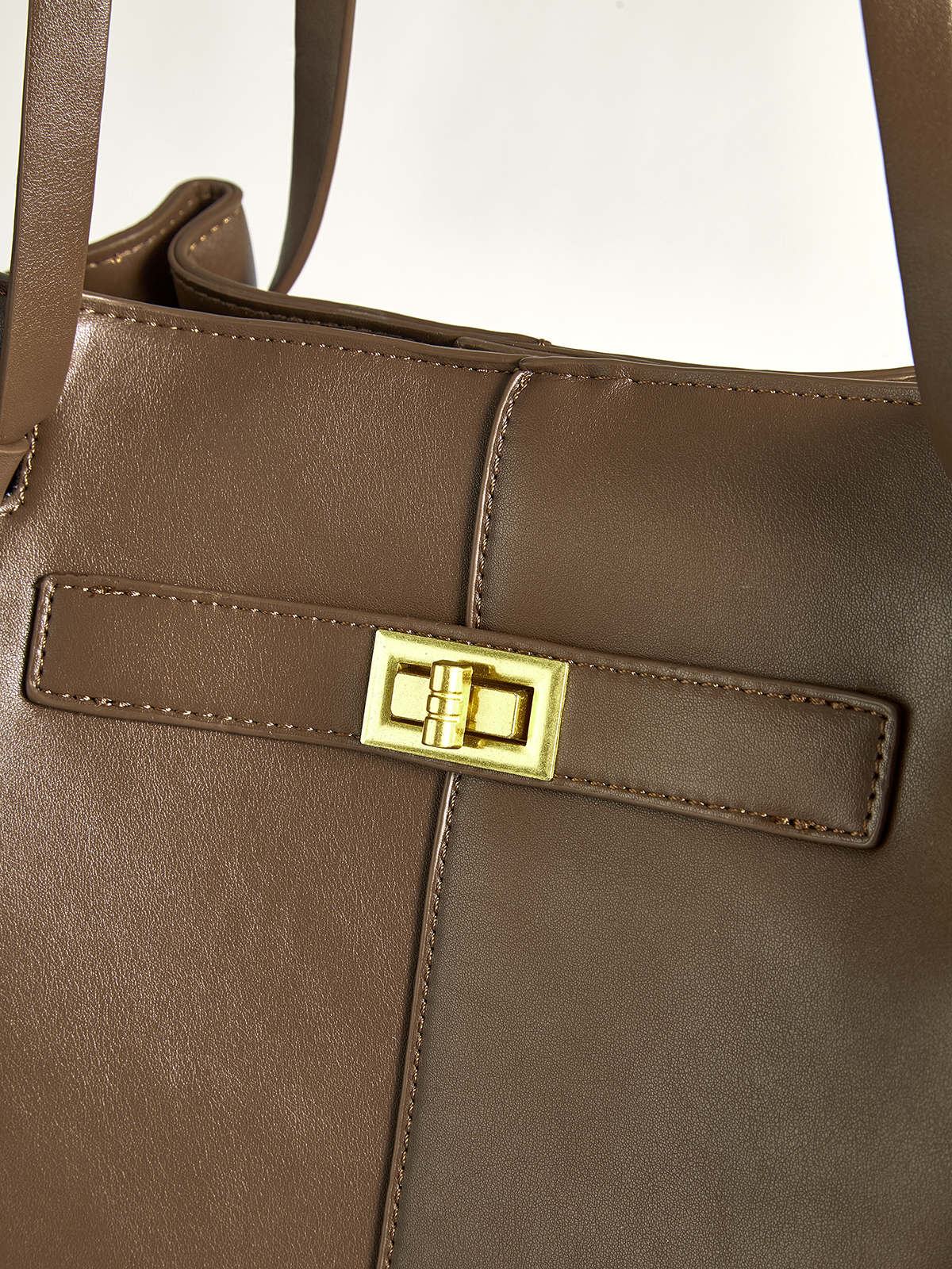 Oversized PU Leather Tote Bag-Chicvia