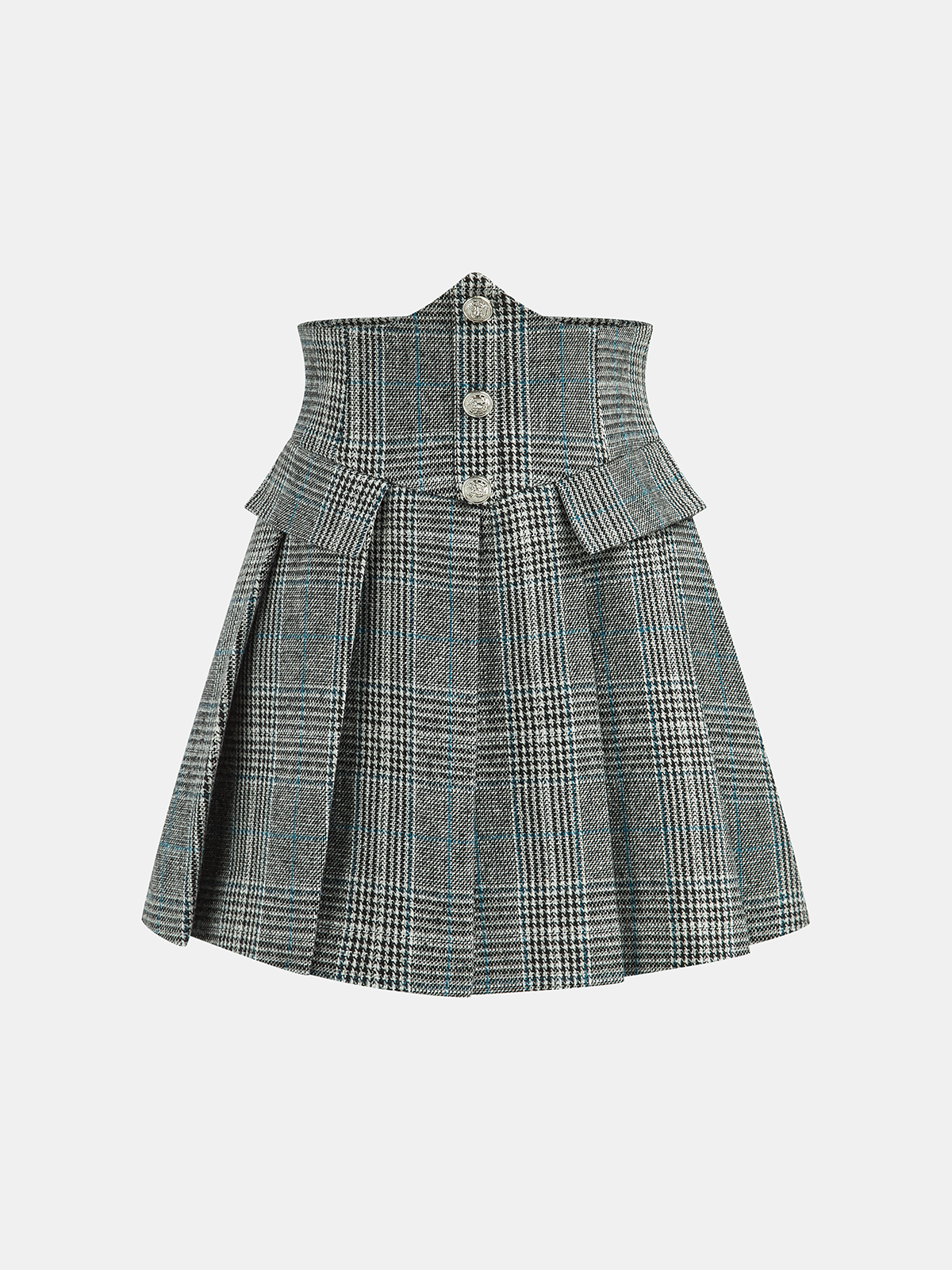 Plaid Pleated High-Waist Mini Skirt-Chicvia