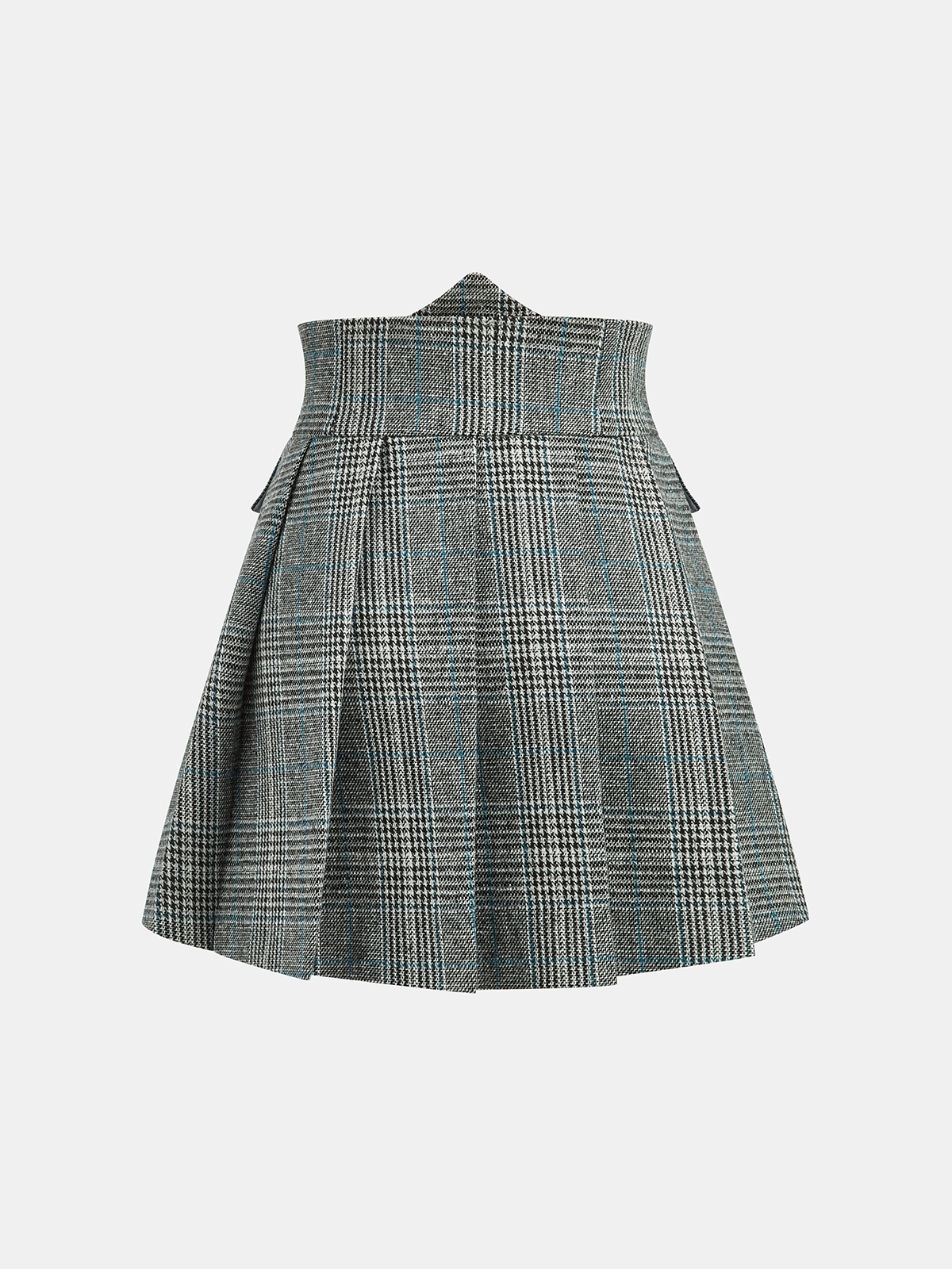 Plaid Pleated High-Waist Mini Skirt-Chicvia