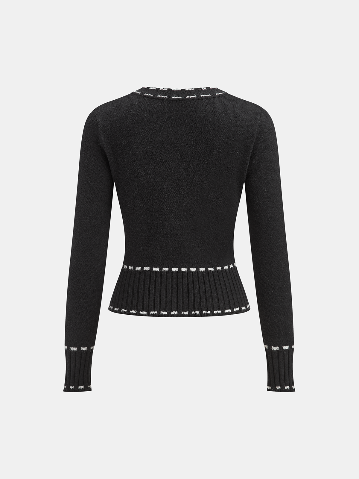 Contrast Trim Cardigan-Chicvia