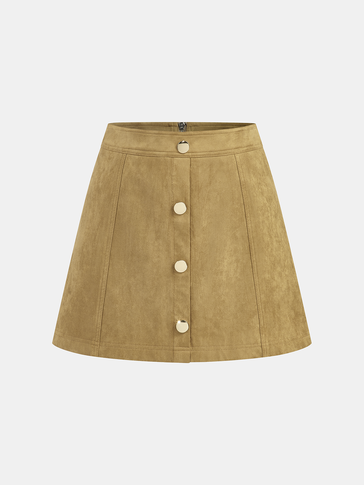 Decor Button Suede Effect Mini Skirt-Chicvia