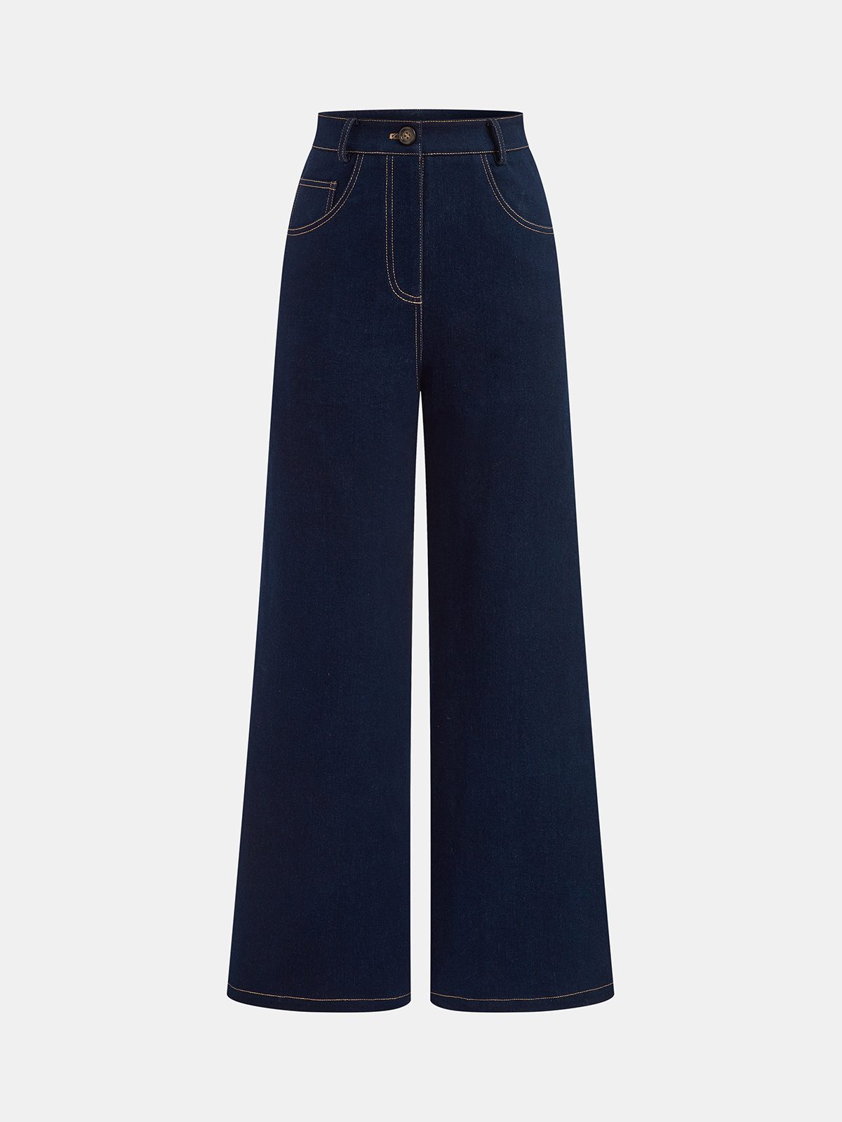 High-Waisted Straight-Leg Jeans-Chicvia
