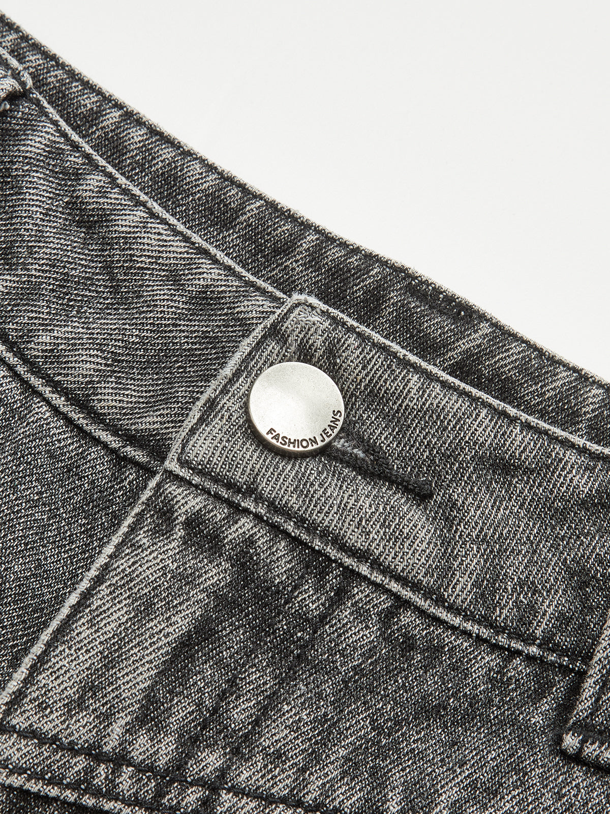 High-Waisted Washed Denim Pants-Chicvia