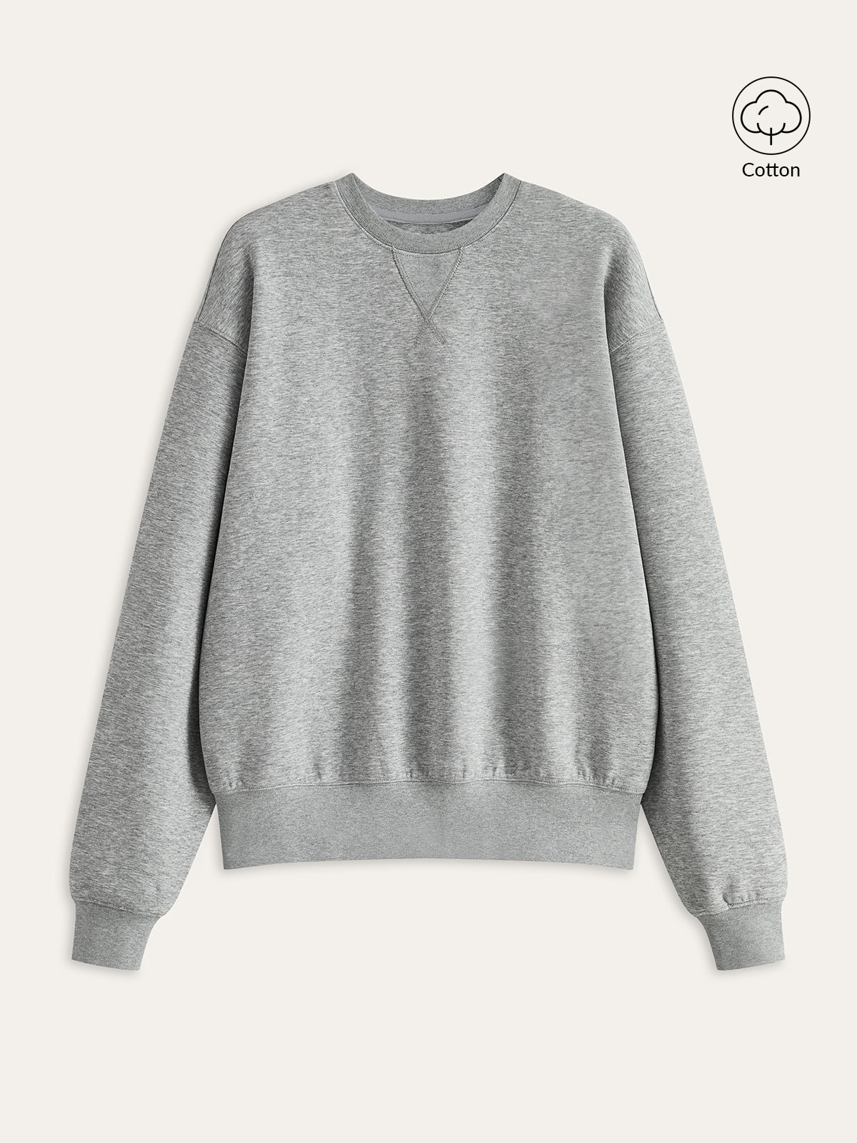 Cotton Blend Crew Neck Sweatshirt-Chicvia