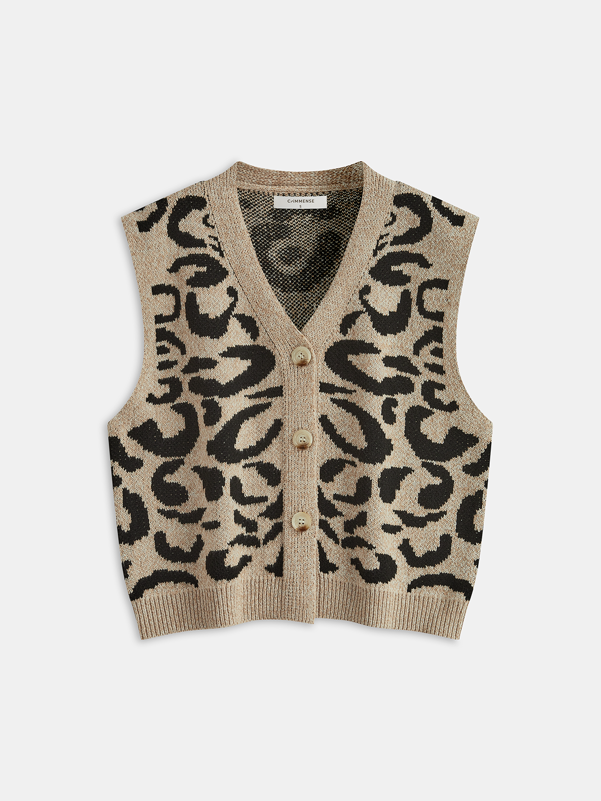 Leopard Print Wool Blend Sweater Vest-Chicvia