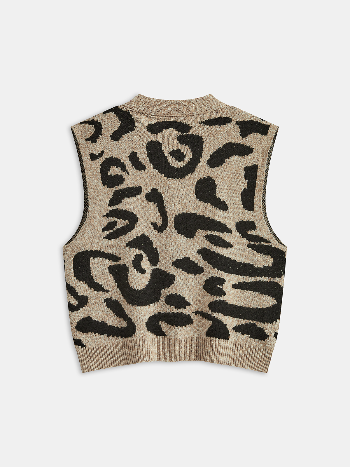 Leopard Print Wool Blend Sweater Vest-Chicvia
