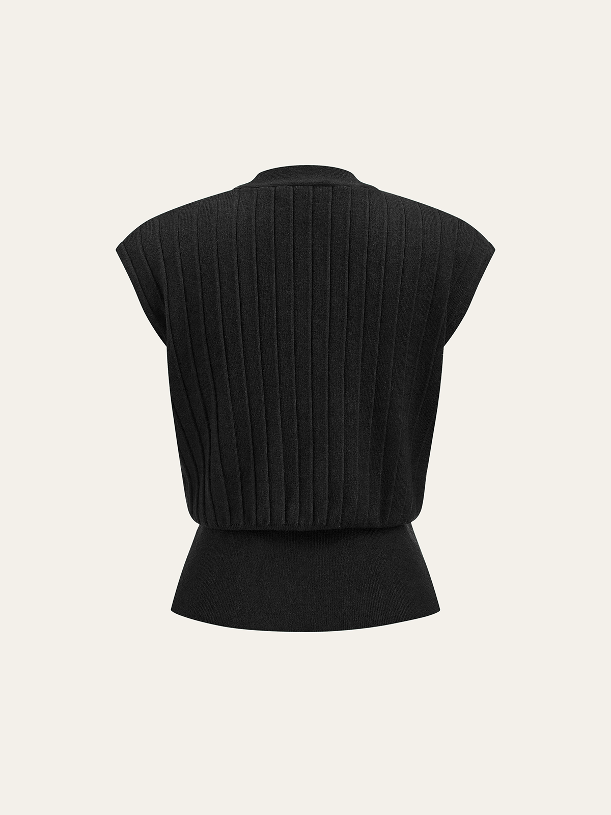 Metal Detail Cap Sleeve Ribbed Knit Vest-Chicvia