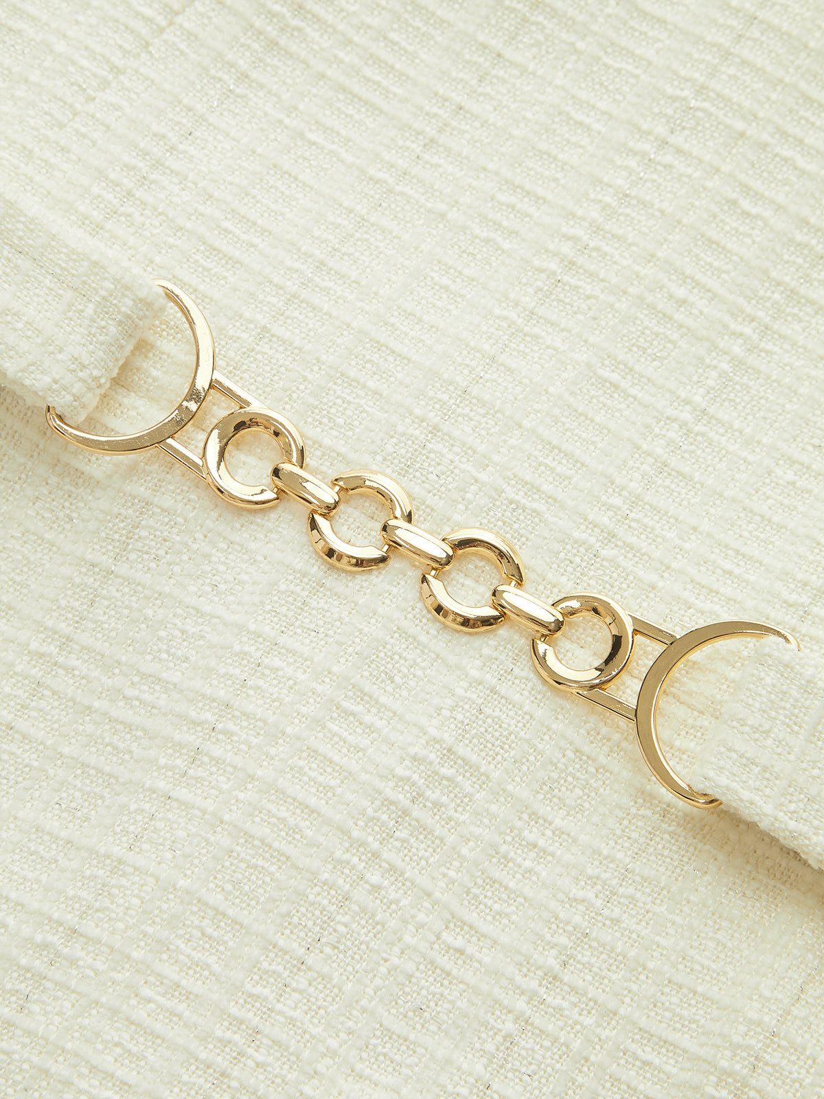 Metal Detail Tweed Belted Mini Dress-Chicvia