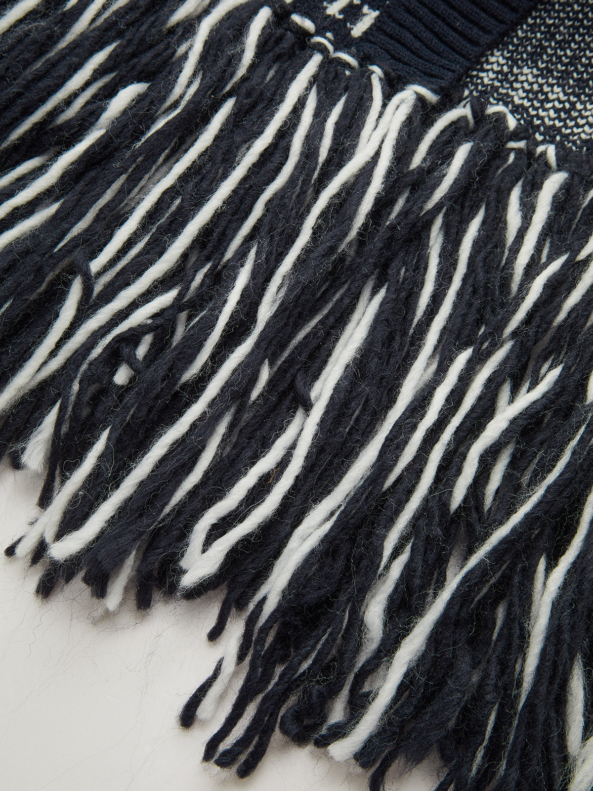 Horse-Pattern Wool Blend Fringe Cardigan-Chicvia