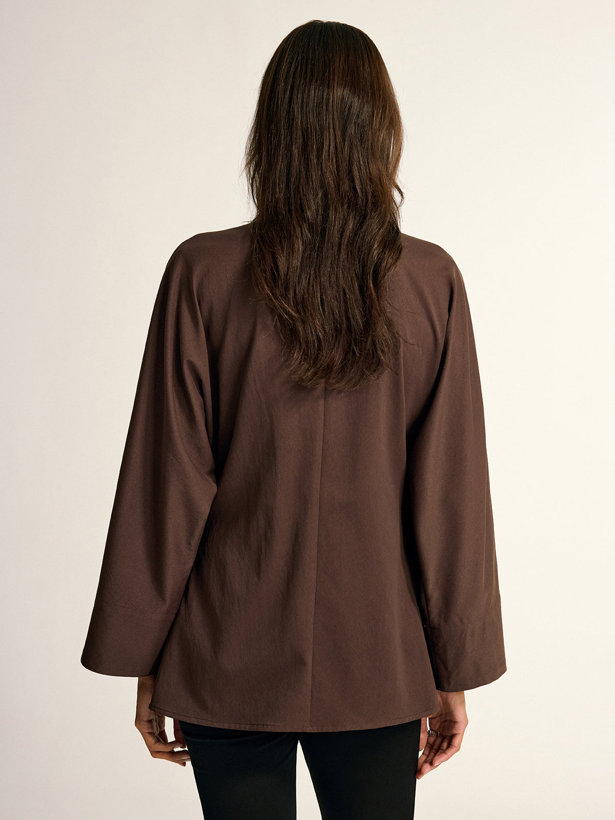 Metal Detail Draped Shirt-Chicvia