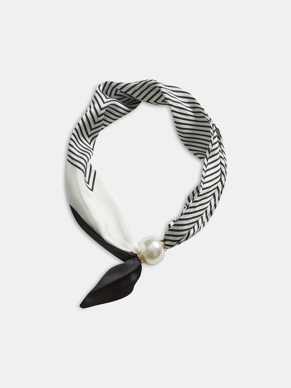 Pearl Magnetic Closure Striped Neck Scarf-Chicvia