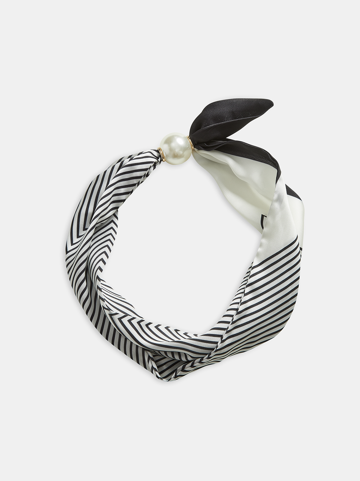 Pearl Magnetic Closure Striped Neck Scarf-Chicvia