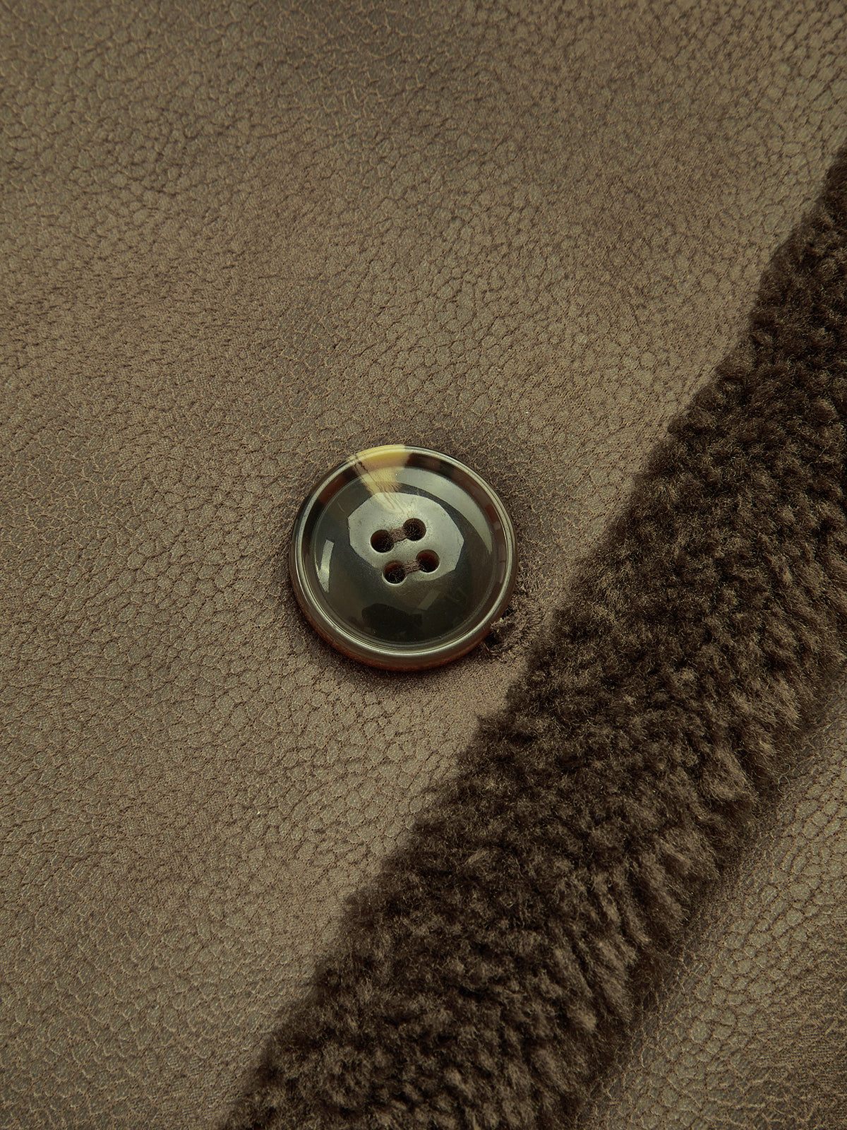 Double-Breasted Fleece Lined Faux Leather Longline Coat-Chicvia