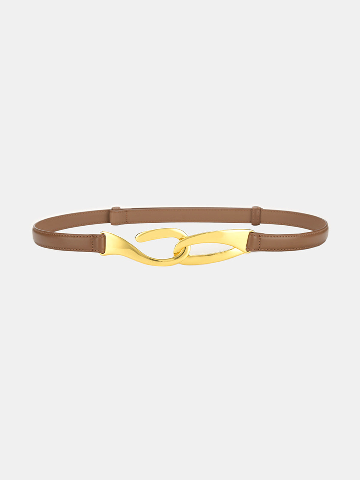 Golden Interlocking Buckle Leather Belt-Chicvia