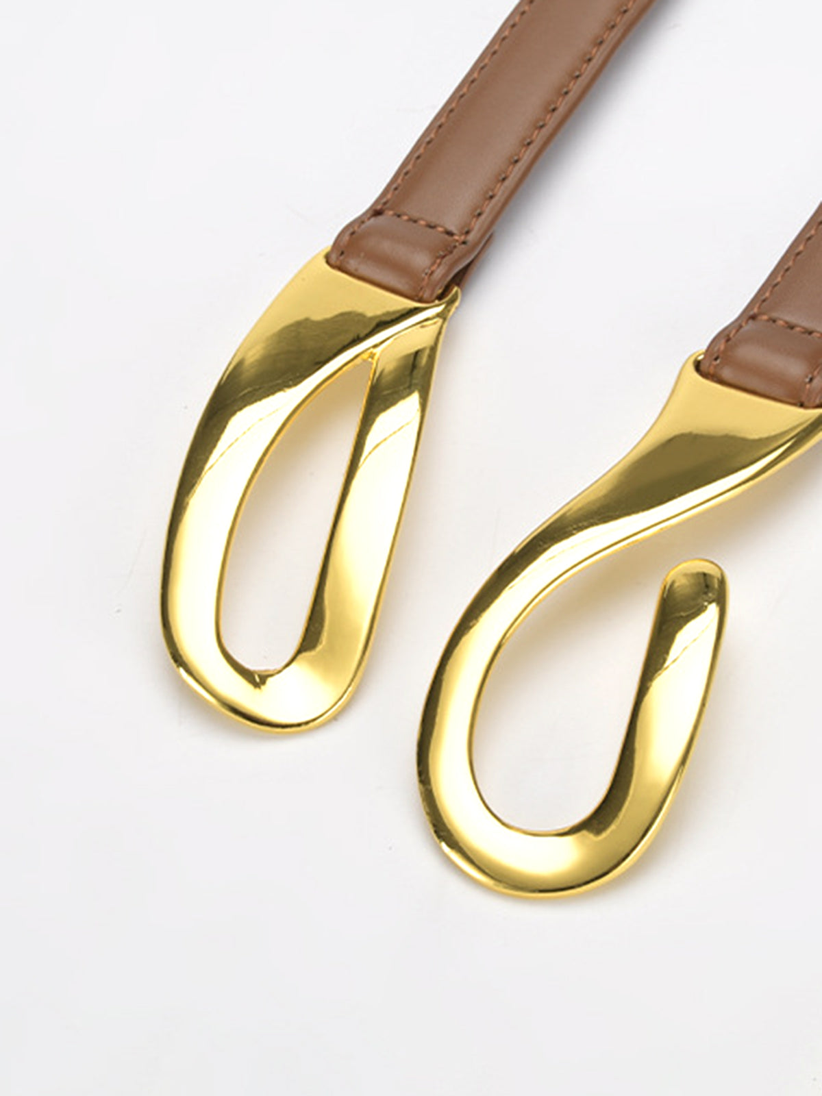 Golden Interlocking Buckle Leather Belt-Chicvia